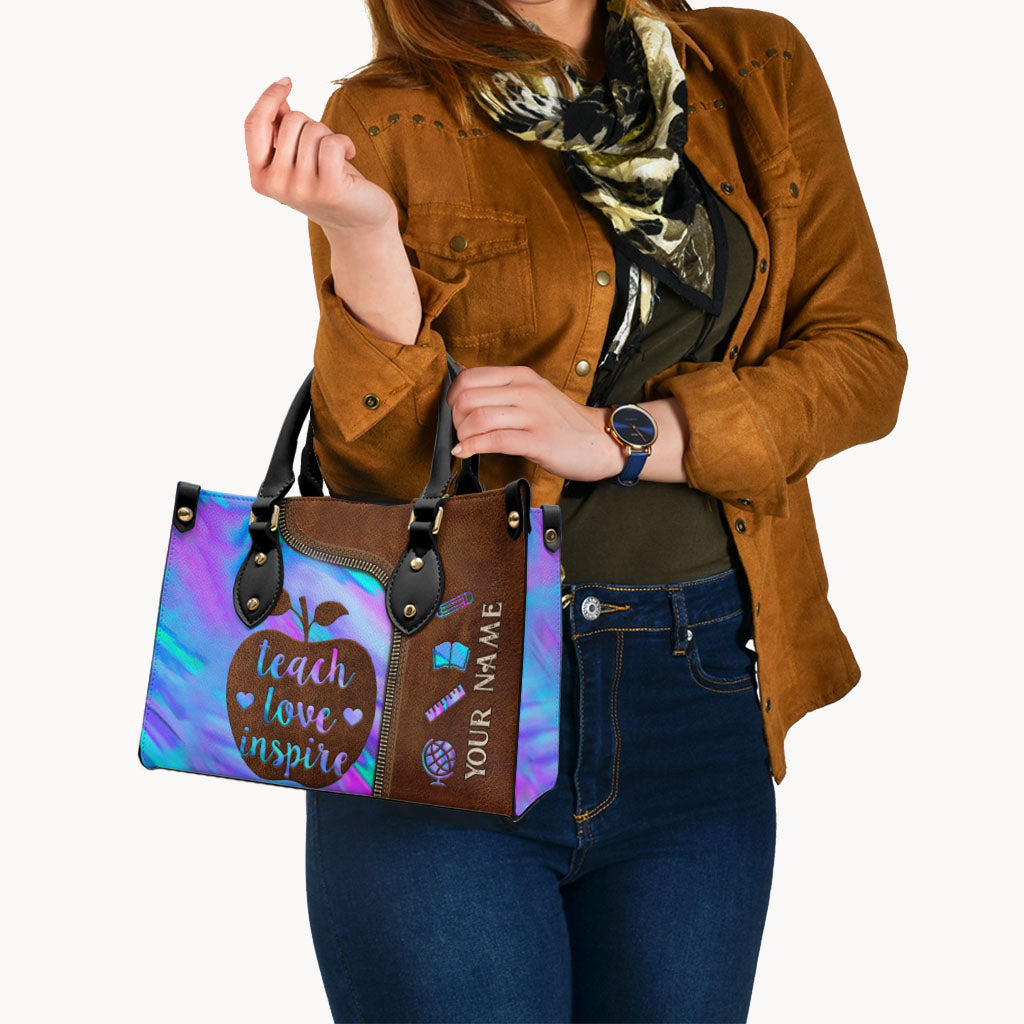 Teach Love Inspire - Personalized Teacher Leather Handbag
