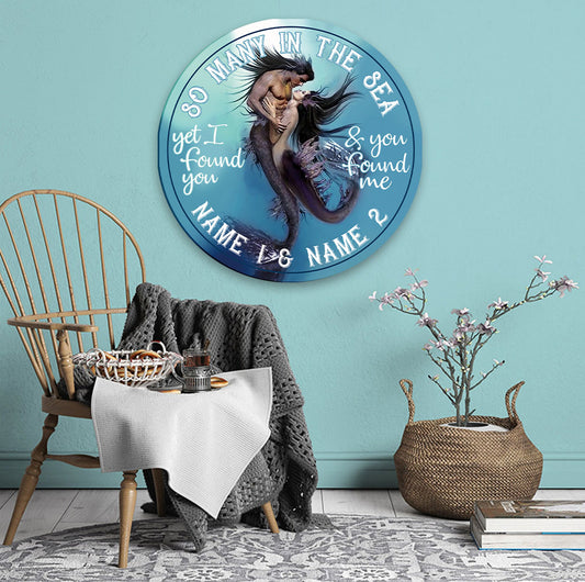 So Many In The Sea - Personalized Mermaid Round Metal Sign
