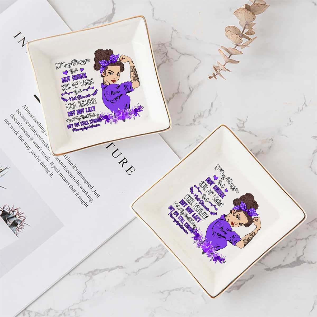 I May Stagger But Not Drunk - Personalized Fibromyalgia Awareness Jewelry Dish