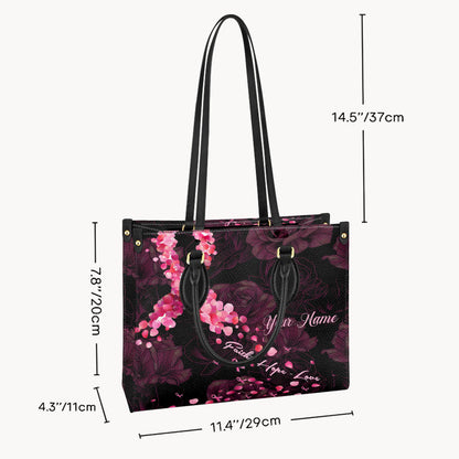 Faith Hope Love - Personalized Breast Cancer Awareness Leather Handbag