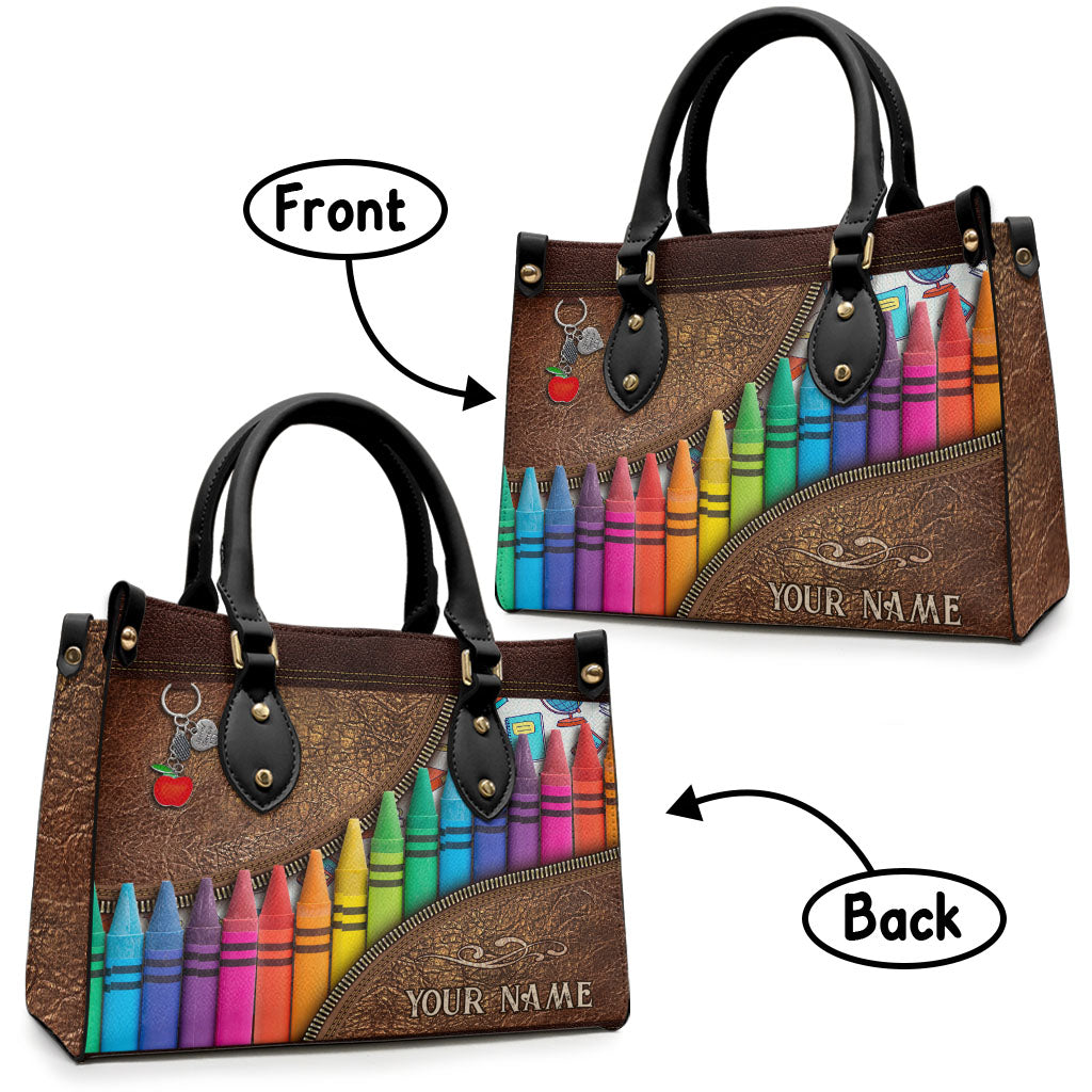 Teach Love Inspire - Personalized Teacher Leather Handbag