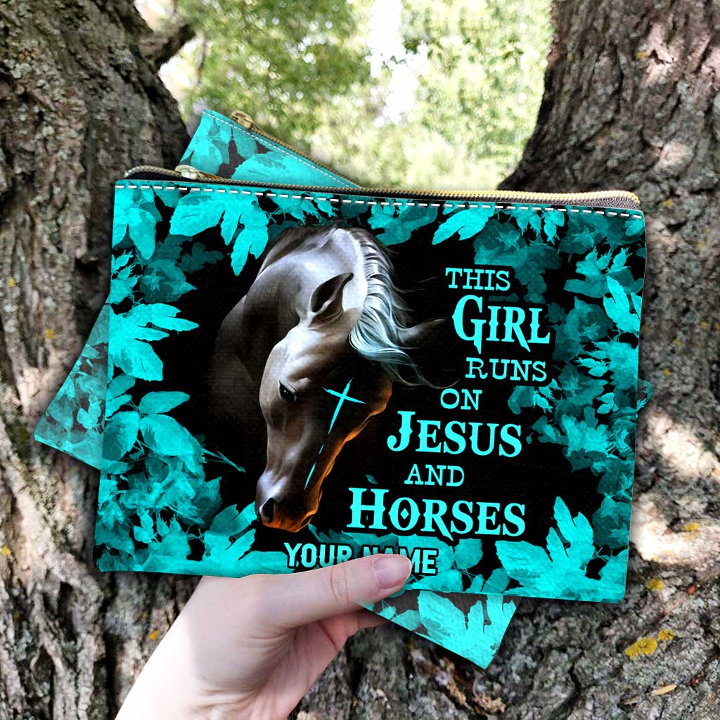 This Girl Runs On Jesus And Horse - Personalized Horse Pouch