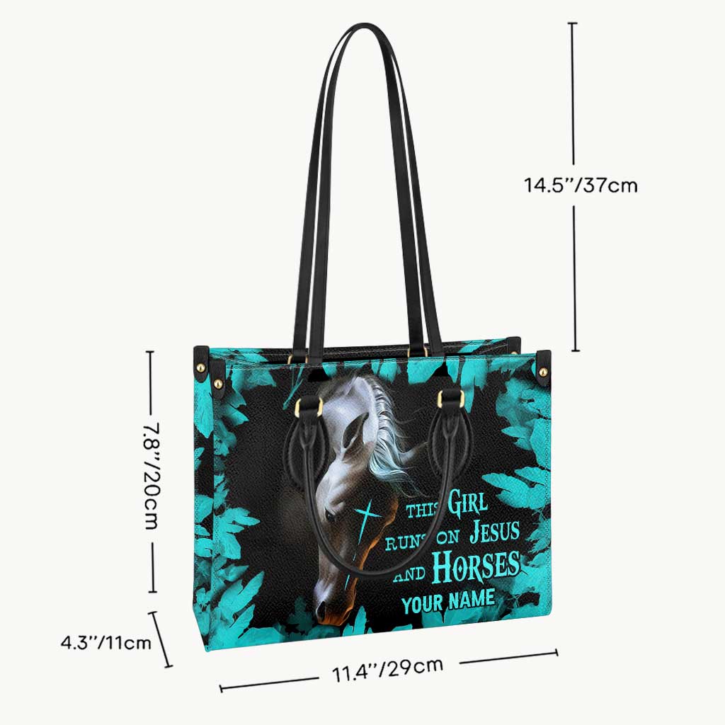 This Girl Runs On Jesus And Horse - Personalized Horse Leather Handbag