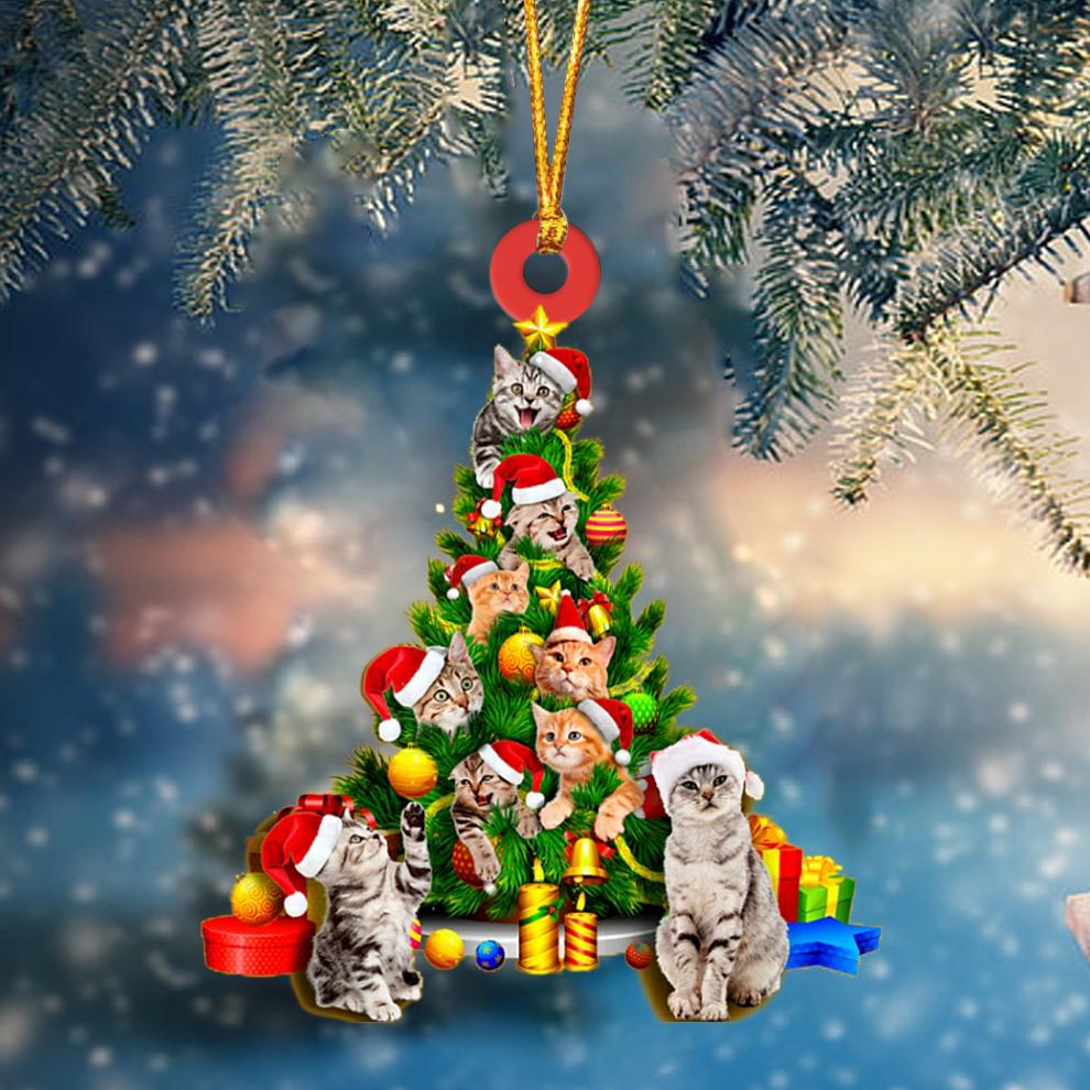 Cat Christmas Tree - Cat Ornament (Printed On Both Sides) 1022